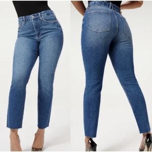 NWT Good American Womens Good Classic Blue 940 Hi-Rise Raw Hem Jean 6/28